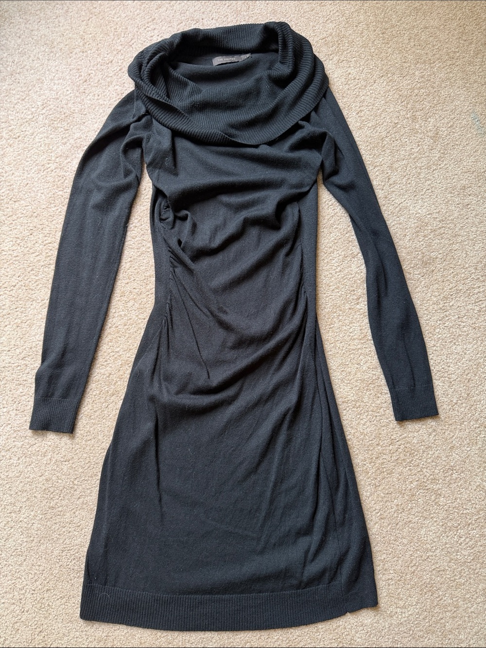 The Limited Women's Black Long Sleeve Cowl Neck Sweater Dress